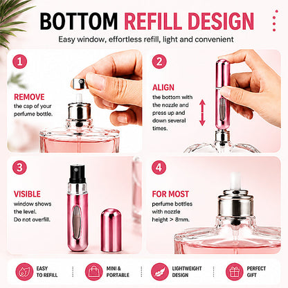 2 Pack Refillable Perfume Atomizer, 5ml Portable Travel Perfume Spray Bottle, Leak-Proof Fine Mist Col