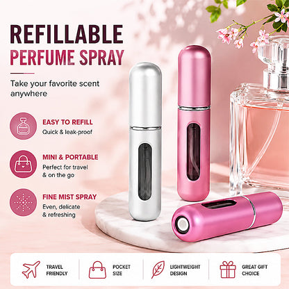 2 Pack Refillable Perfume Atomizer, 5ml Portable Travel Perfume Spray Bottle, Leak-Proof Fine Mist Col