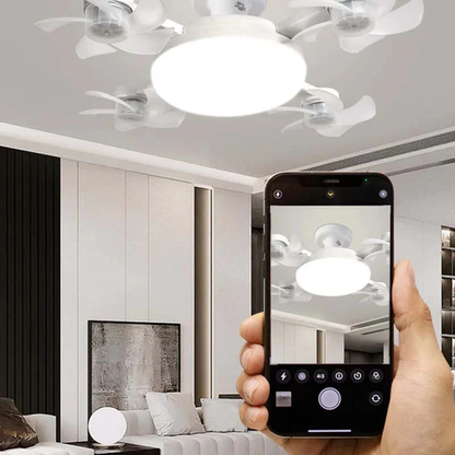 2-in-1 Silent LED Fan with Remote Control, Energy-Saving Cooling and Lighting Integrated Unit