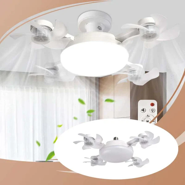 2-in-1 Silent LED Fan with Remote Control, Energy-Saving Cooling and Lighting Integrated Unit